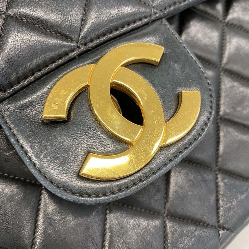 Chanel Shoulder Bag, Large Matelassé, Double Chain, Lambskin, Black, Women's - Picture 11 of 13